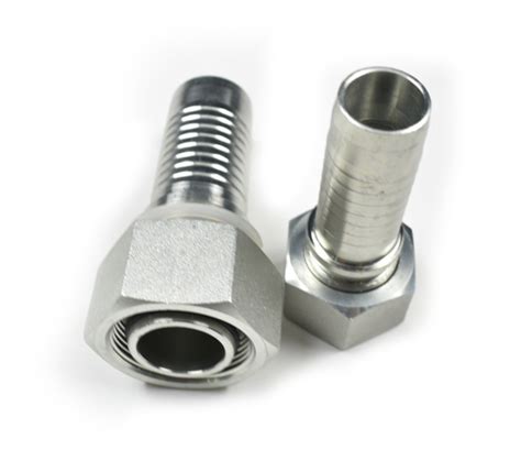 Metric Hydraulic Crimp 24 Degree Cone Hose Fitting With O Ring Carbon Steel Material Female