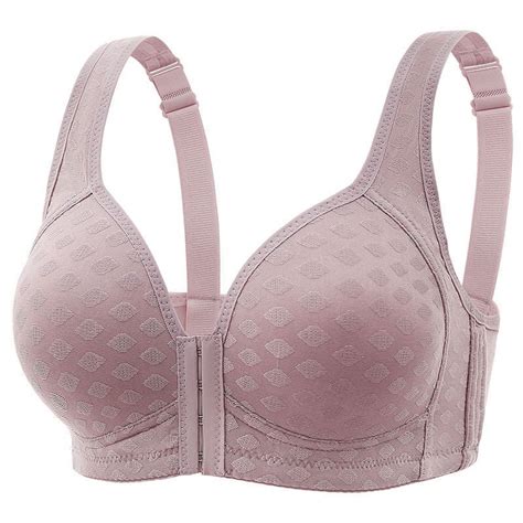 Bigersell Womens Front Closure Nylon Bra Older Women Plus Size Full Coverage Wireless Bras No