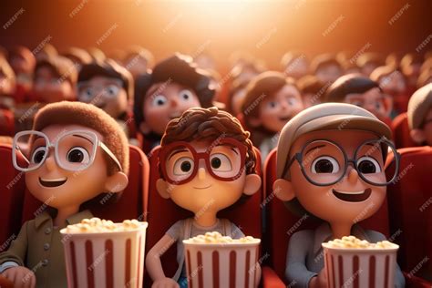 Vista En 3d De Niños Viendo Una Película En El Cine Foto Gratis