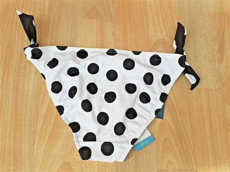 M S Bikini Hipster Bottoms Women Size White Polka Dot Swimsuit