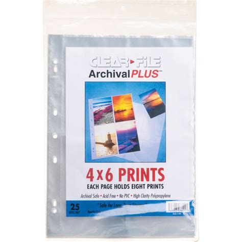 Clearfile Archival Plus Print Page Holds Eight 4 X 360025b Bandh