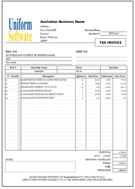 Abn Tax Invoice