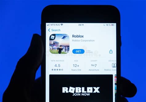 Roblox App Store. Close Up of Smartphone with Roblox Application ...