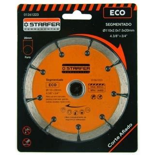 Disco De Corte Diamantado Segmentado Starfer 110mm X 20mm Corte A Seco