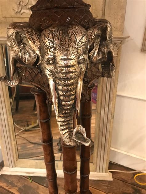 Incredible Faux Bamboo Elephant Motife Maitland Smith Floor Lamp For