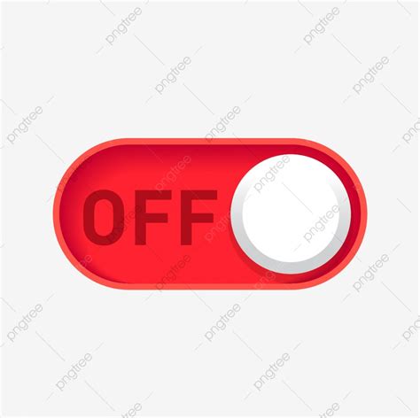 a red button with the word off on it and an arrow pointing to the left