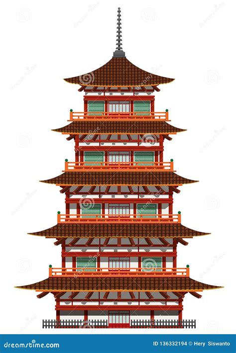 Japanese Pagoda Building Stock Vector Illustration Of Religion