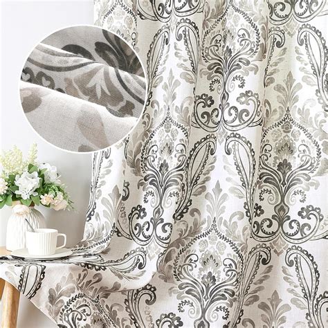 Amazon H VERSAILTEX Linen Curtains Damask Floral Natural Linen