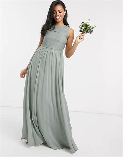 Asos Design Bridesmaid Maxi Dress With Soft Pleated Bodice Asos