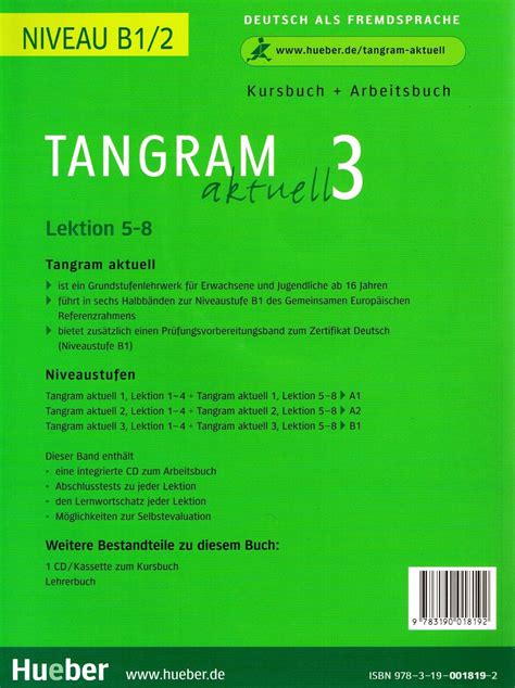 Hueber TANGRAM AKTUELL 3 Kursbuch Arbeitsbuch Lektion 5 8 CD Niveau