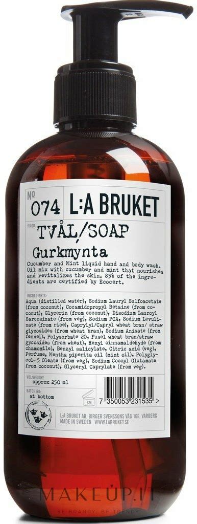 L A Bruket No Hand Body Wash Cucumber Mint Sapone Liquido Al