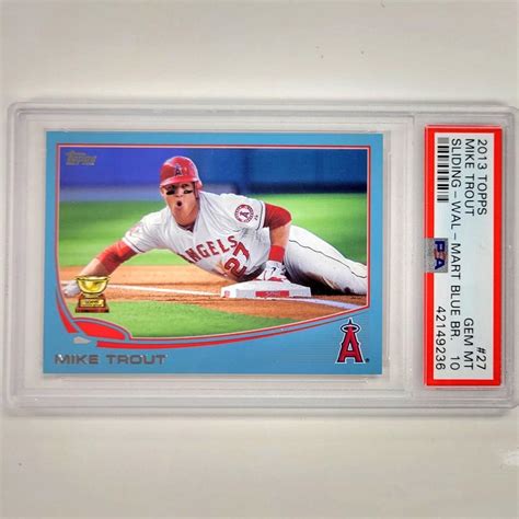 Mike Trout 2013 Topps Sliding Blue Border 27 SP Angels Card PSA 10 Gem