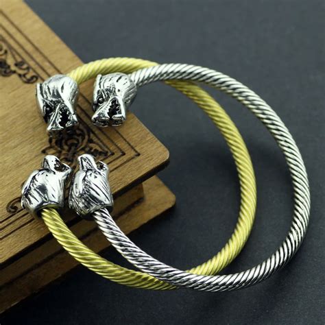 Punk The Vikings Wolf Bracelets Bangles Viking Wolf Bracelet Unisex