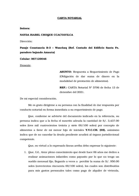 Introducir Imagen Modelo De Carta Notarial De Requerimiento De Pago