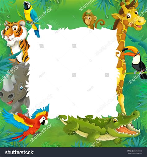 Cartoon Safari Jungle Frame Border Template Illustration For The