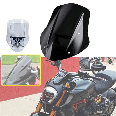 2021 New Motorcycle Windshield Windscreen Shield Screen With Mounting Bracket For Ducati Diavel