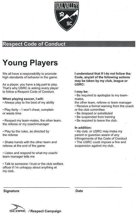 Code Of Conduct Form Template