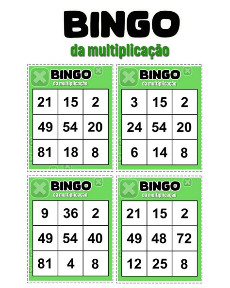 Atividades Bingo Da Multiplica O S Escola