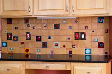 The Zenith Kitchen: Contemporary Handmade Tile Orange Backsplash