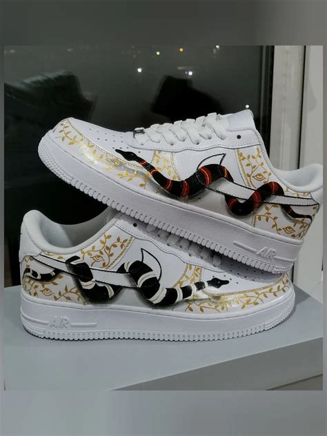 Custom Sneakers Nike Air Force Hand Painted Sneakers Snake Luxury