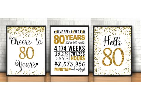 80th Birthday Decoration 80th Birthday Signs Bundle Cheers Etsy