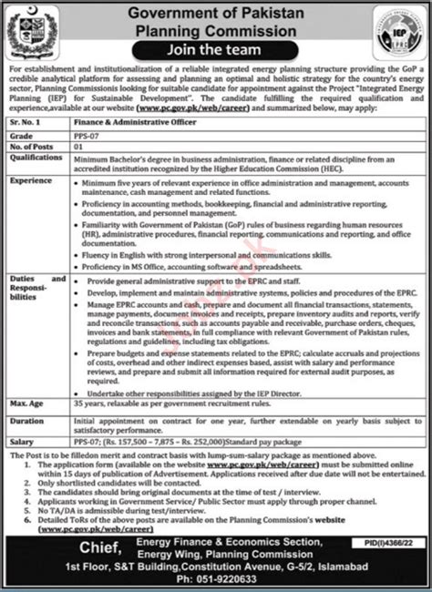 Vacancy Announcement At Planning Commission 2024 Job Advertisement Pakistan