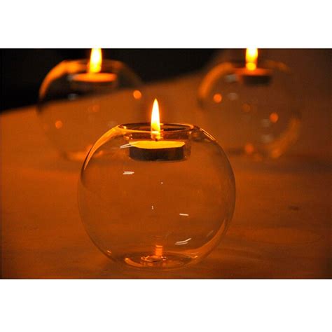 Glass Candle Holder Romantic Clear Round Hollow Glass Candle Holder Wedding Party Fine