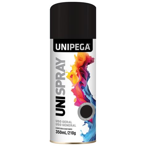 Tinta Spray Uso Geral Preto Brilhante Ml G Unipega Unipegashop