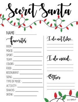 Best Templates: Secret Santa List Template