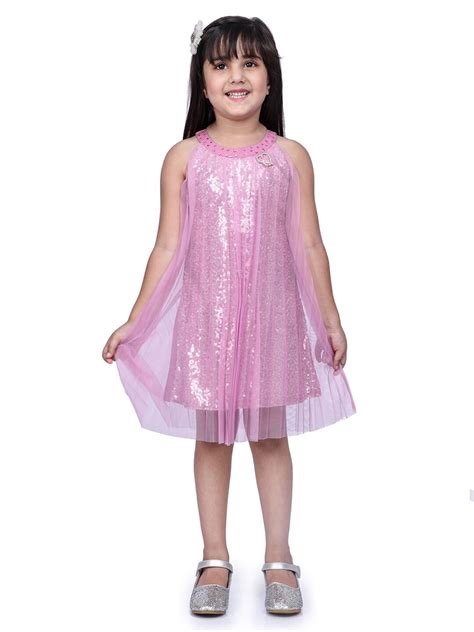 Buy Peppermint Mauve Embellished Net A Line Dress Dresses For Girls