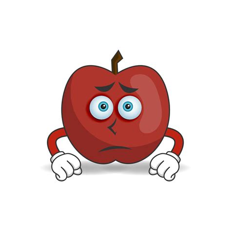 Apple mascot character with sad expression. vector illustration 3791018 ...