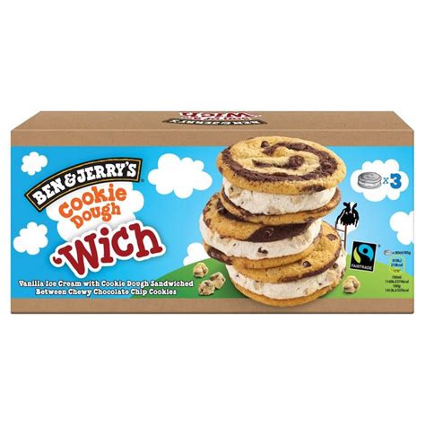 Ben And Jerrys Wich Cookie Dough Ice Cream Sandwich 3 X 80ml From Ocado