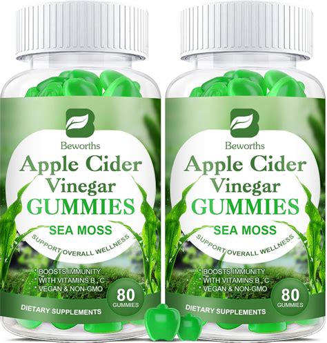 B Beworths Apple Cider Vinegar Sea Moss Gummies 2 Pack Organic Acv Gummies With Mother