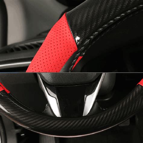 Anti Slip Carbon Fiber Leather Car Steering Wheel Cover For Ford C Max