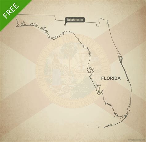 Free Vector Map Of Florida Outline | One Stop Map for Florida Map ...