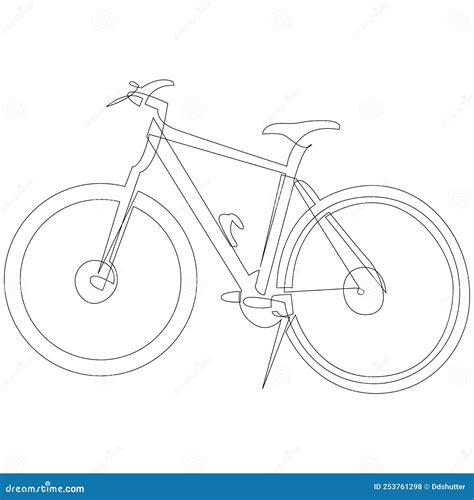 Continuous One Line Drawing Of Sporty Bicycle Or Bike Vector