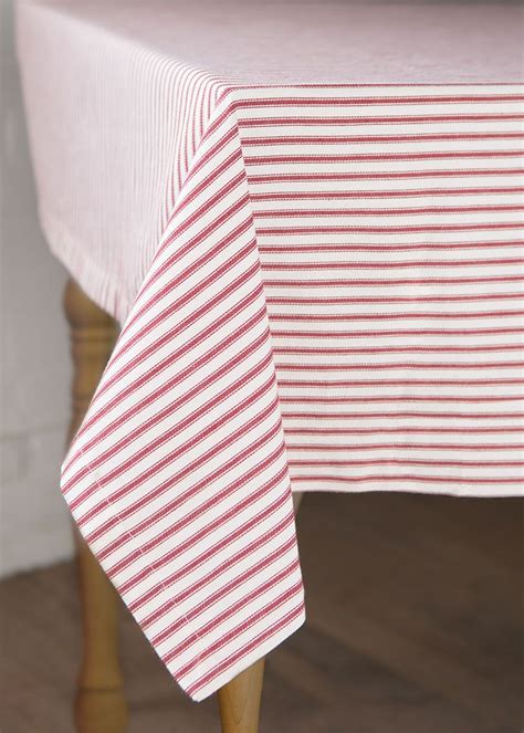 Cheerful Red Ticking Stripe Tablecloth Is The Perfect Backdrop For A