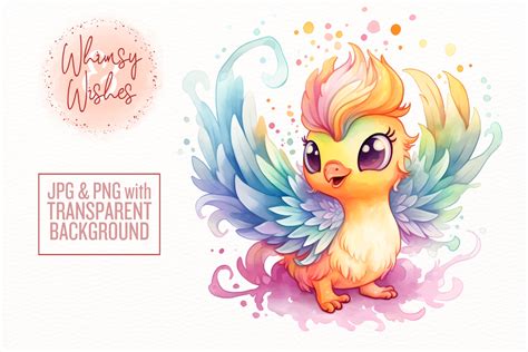 Pastel Baby Phoenix Watercolor Graphic By Whimsyandwishes · Creative