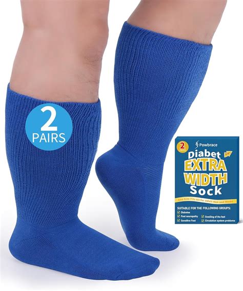 Powbrace 2 Pairs Wide Diabetic Socks for Swollen Feet, Lymphedema Socks ...