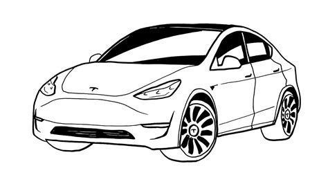 How to Draw Tesla Model Y 2023 - Tesla Car Drawing - How to draw a car