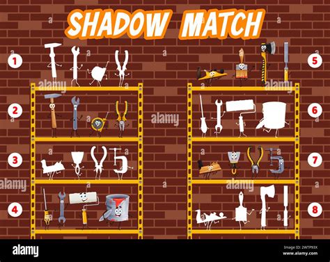 Shadow Match Game Find Cartoon Diy And Repair Tools Characters