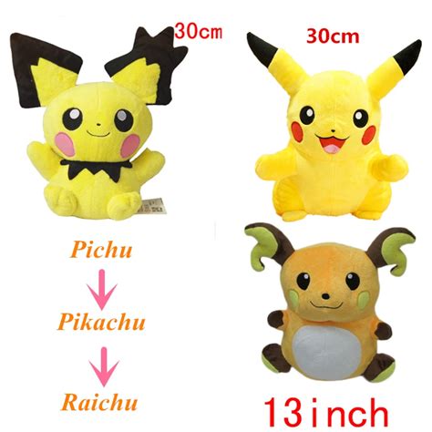 30 30 32cm Big Size Pocket Monster GO Plush Toy Pichu Pikachu Raichu ...