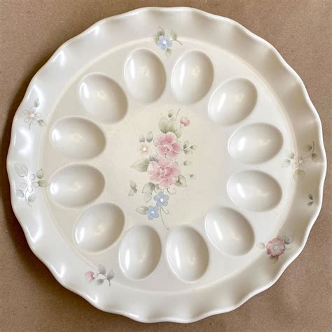 Vintage Pfalzgraff Tea Rose Scalloped Edge Deviled Egg Platter Etsy