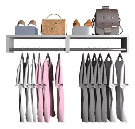 Kit Cabideiros Metro Parede Roupa Closet Organizador Mdf