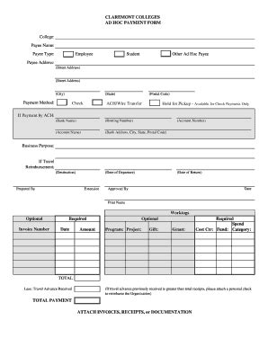 Fillable Online Inside Scrippscollege Ad Hoc Payment Form Pdf Inside