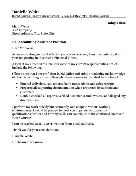 Cover Letter Samples For Accounts Assistant Job