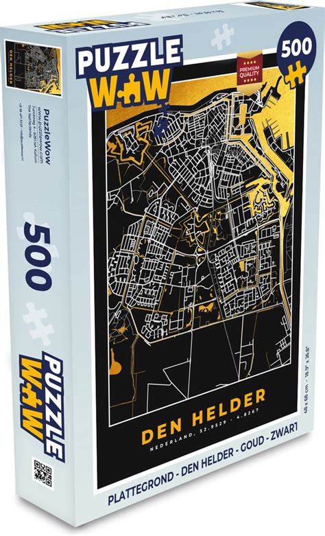 Puzzel Plattegrond Den Helder Goud Zwart Legpuzzel Puzzel 500