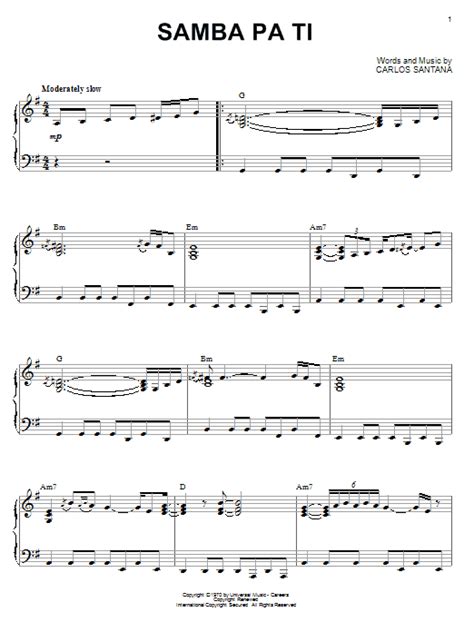 Samba Pa Ti By Santana Sheet Music For Piano Solo At Sheet Music Direct