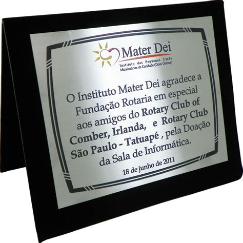 Placa De Homenagem Em Agradecimento Aos Amigos Do Rotary Placprint