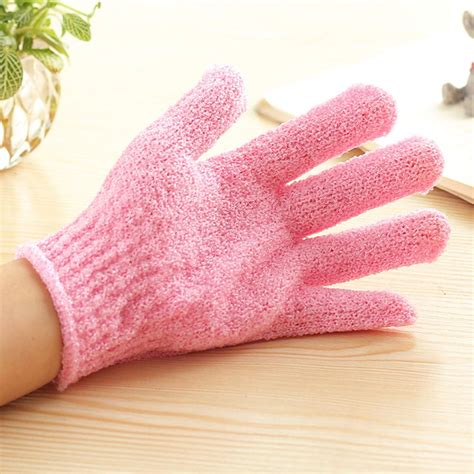 Qianying Double Sided Exfoliating Gloves Body Scrubber Scrubbing Glove